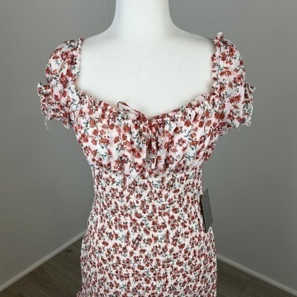 J for Justify Floral Ruched Mini Dress Size Large NWT - Picture 2 of 8
